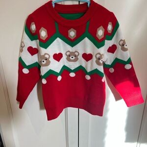 Christmas Sweater with Bear and Heart Design 3t